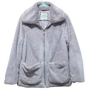 Altar'd State Pink Rose Faux Fur Full Zip Jacket Size Medium